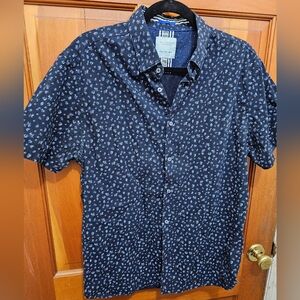 Cactus Man Ricky Singh Navy Blue Micro Floral Button Up Shirt Mens Sz L